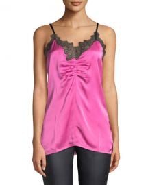 Ruched Lace-Trim Cami Slip Top helmut  lang at Neiman Marcus